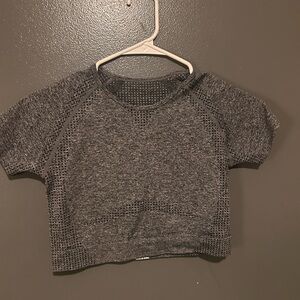 Gray Mesh Short Sleeve Top